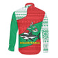 Mauritania Christmas Long Sleeve Button Shirt Santa Sharks Festive Fish Pattern and Red Green Holiday - African Pride