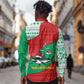 Mauritania Christmas Long Sleeve Button Shirt Santa Sharks Festive Fish Pattern and Red Green Holiday - African Pride