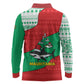 Mauritania Christmas Long Sleeve Polo Shirt Santa Sharks Festive Fish Pattern and Red Green Holiday - African Pride