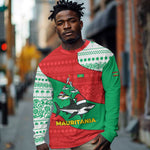 Mauritania Christmas Long Sleeve Shirt Santa Sharks Festive Fish Pattern and Red Green Holiday - African Pride