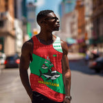 Mauritania Christmas Men Tank Top Santa Sharks Festive Fish Pattern and Red Green Holiday - African Pride