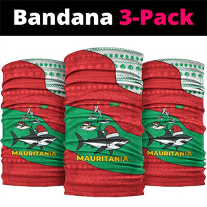 Mauritania Christmas Neck Gaiter Santa Sharks Festive Fish Pattern and Red Green Holiday - African Pride