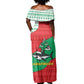 Mauritania Christmas Off Shoulder Maxi Dress Santa Sharks Festive Fish Pattern and Red Green Holiday - African Pride