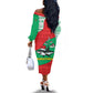 Mauritania Christmas Off The Shoulder Long Sleeve Dress Santa Sharks Festive Fish Pattern and Red Green Holiday - African Pride