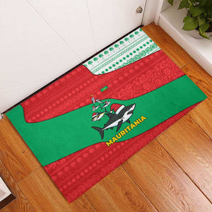 Mauritania Christmas Rubber Doormat Santa Sharks Festive Fish Pattern and Red Green Holiday - African Pride
