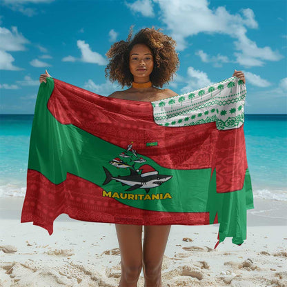 Mauritania Christmas Sarong Santa Sharks Festive Fish Pattern and Red Green Holiday - African Pride
