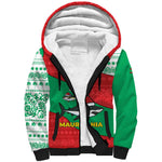 Mauritania Christmas Sherpa Hoodie Santa Sharks Festive Fish Pattern and Red Green Holiday - African Pride