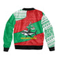 Mauritania Christmas Sleeve Zip Bomber Jacket Santa Sharks Festive Fish Pattern and Red Green Holiday - African Pride