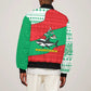 Mauritania Christmas Sleeve Zip Bomber Jacket Santa Sharks Festive Fish Pattern and Red Green Holiday - African Pride