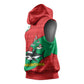 Mauritania Christmas Sleeveless Hoodie Santa Sharks Festive Fish Pattern and Red Green Holiday - African Pride