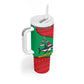 Mauritania Christmas Tumbler With Handle Santa Sharks Festive Fish Pattern and Red Green Holiday - African Pride