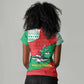 Mauritania Christmas Women V-Neck T-Shirt Santa Sharks Festive Fish Pattern and Red Green Holiday - African Pride