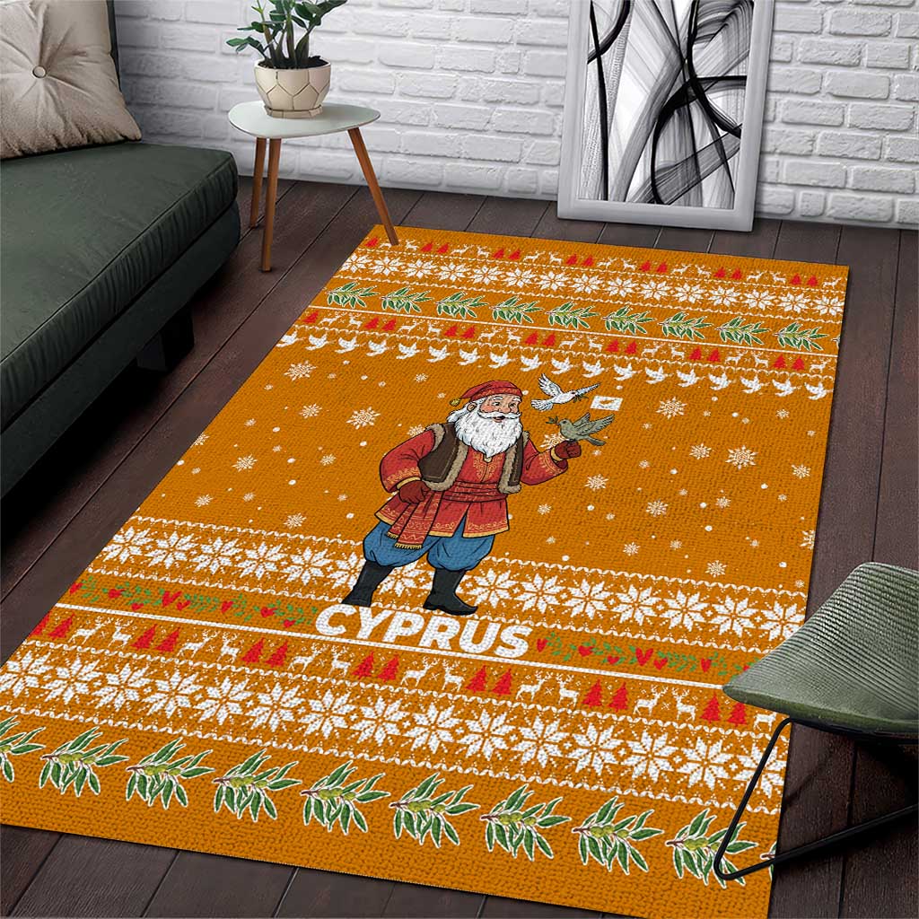 Cyprus Christmas Area Rug Santa Holding Doves Olive Branch Snowflakes - African Pride