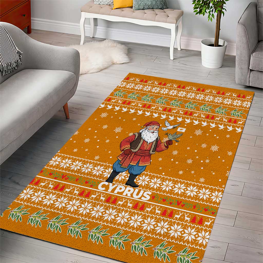 Cyprus Christmas Area Rug Santa Holding Doves Olive Branch Snowflakes - African Pride