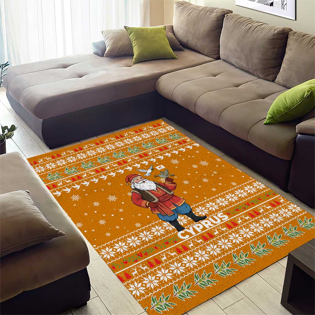 Cyprus Christmas Area Rug Santa Holding Doves Olive Branch Snowflakes - African Pride