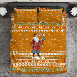 Cyprus Christmas Bedding Set Santa Holding Doves Olive Branch Snowflakes - African Pride