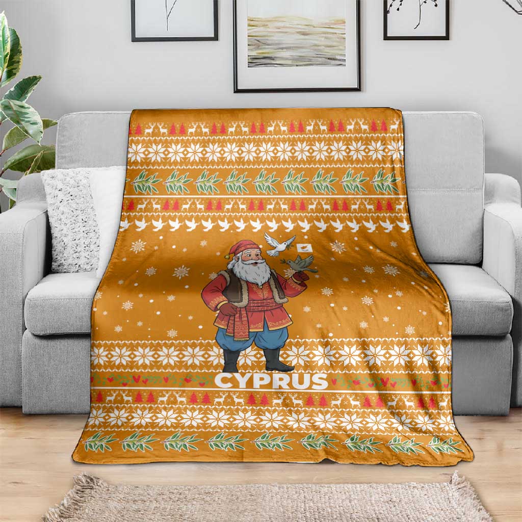 Cyprus Christmas Blanket Santa Holding Doves Olive Branch Snowflakes - African Pride