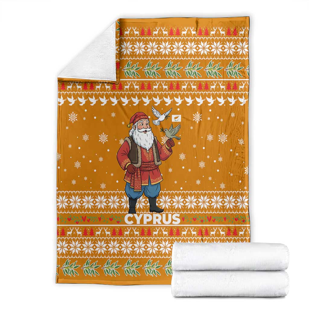 Cyprus Christmas Blanket Santa Holding Doves Olive Branch Snowflakes - African Pride