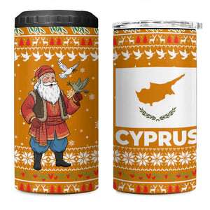 Cyprus Christmas 4 in 1 Can Cooler Tumbler Santa Holding Doves Olive Branch Snowflakes - African Pride
