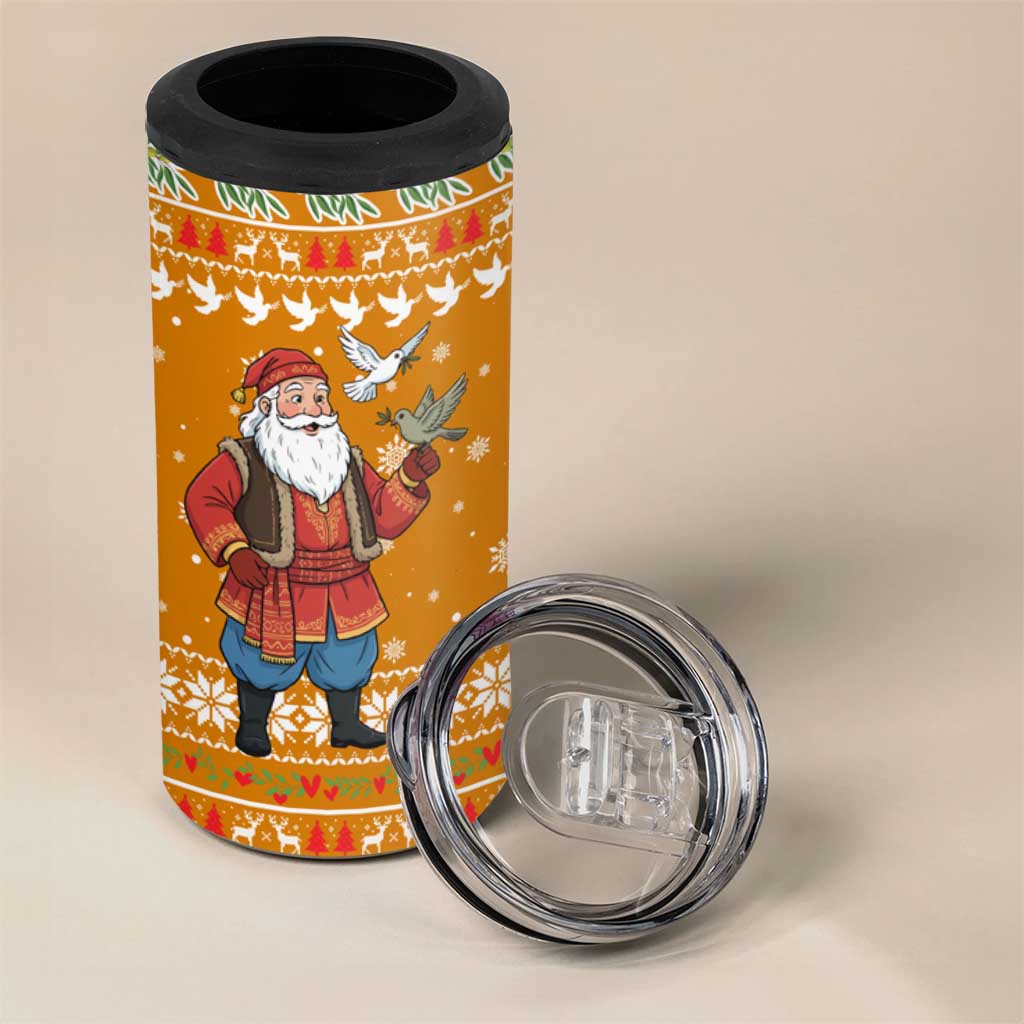 Cyprus Christmas 4 in 1 Can Cooler Tumbler Santa Holding Doves Olive Branch Snowflakes - African Pride