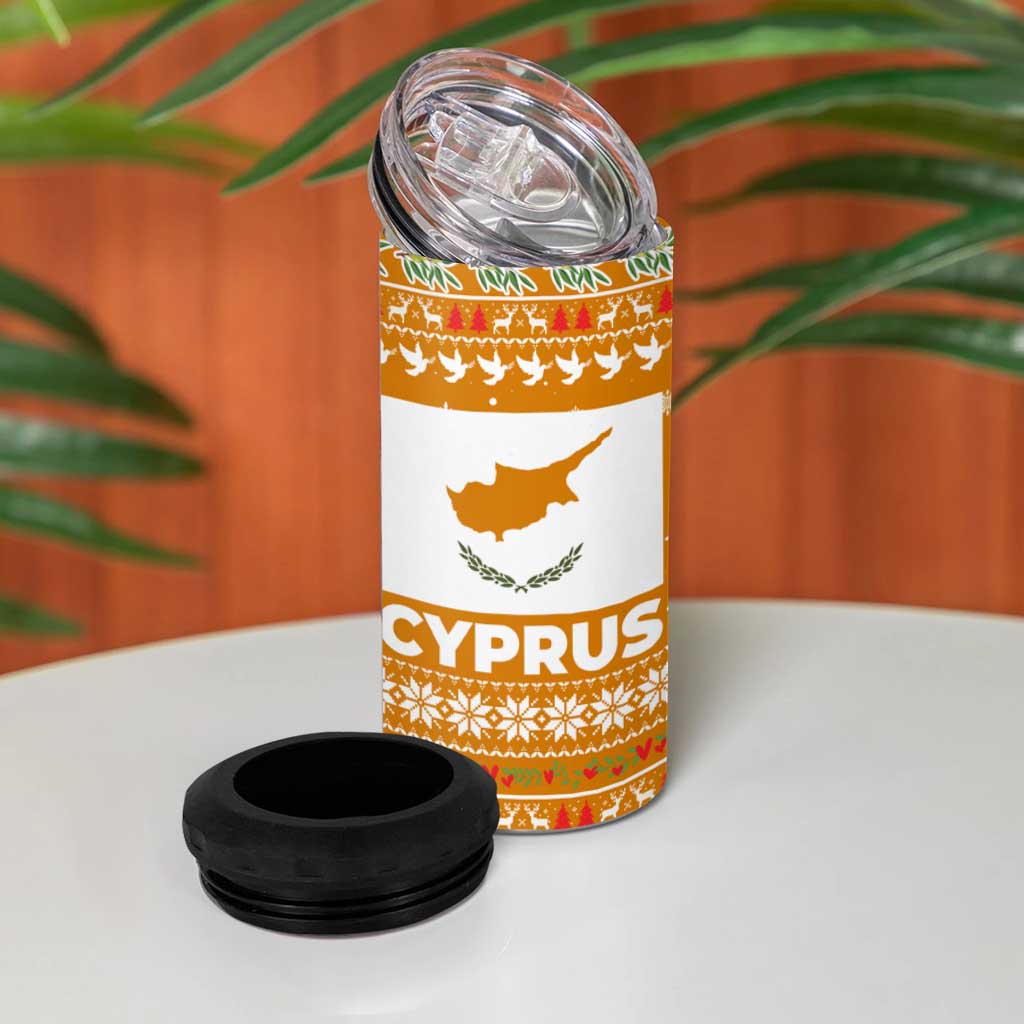Cyprus Christmas 4 in 1 Can Cooler Tumbler Santa Holding Doves Olive Branch Snowflakes - African Pride