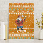 Cyprus Christmas Canvas Wall Art Santa Holding Doves Olive Branch Snowflakes - African Pride