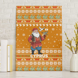 Cyprus Christmas Canvas Wall Art Santa Holding Doves Olive Branch Snowflakes - African Pride