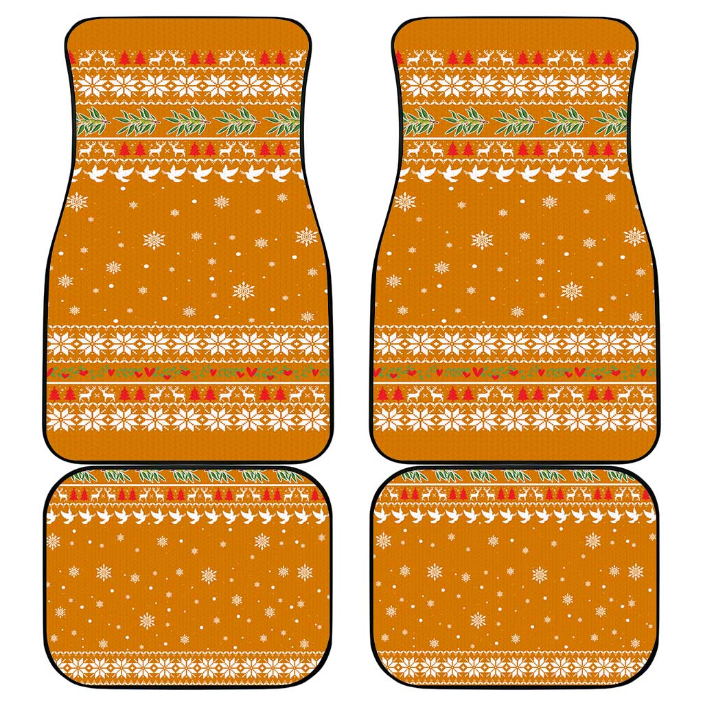 Cyprus Christmas Car Mats Santa Holding Doves Olive Branch Snowflakes - African Pride