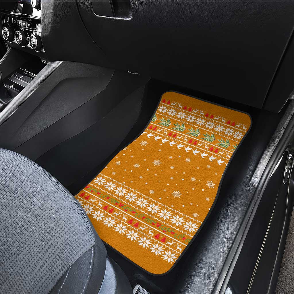 Cyprus Christmas Car Mats Santa Holding Doves Olive Branch Snowflakes - African Pride