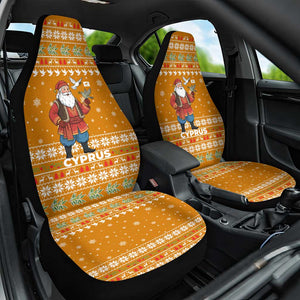 Cyprus Christmas Car Seat Cover Santa Holding Doves Olive Branch Snowflakes - African Pride