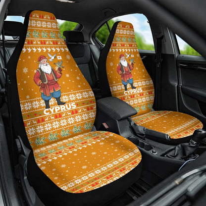 Cyprus Christmas Car Seat Cover Santa Holding Doves Olive Branch Snowflakes - African Pride