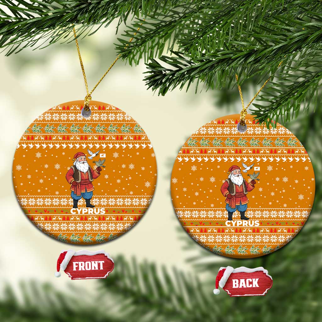 Cyprus Christmas Ceramic Ornament Santa Holding Doves Olive Branch Snowflakes - African Pride