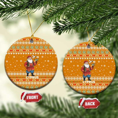 Cyprus Christmas Ceramic Ornament Santa Holding Doves Olive Branch Snowflakes - African Pride