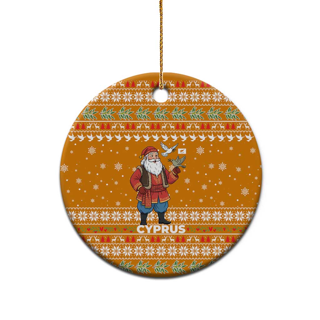Cyprus Christmas Ceramic Ornament Santa Holding Doves Olive Branch Snowflakes - African Pride