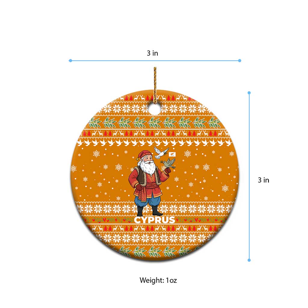 Cyprus Christmas Ceramic Ornament Santa Holding Doves Olive Branch Snowflakes - African Pride