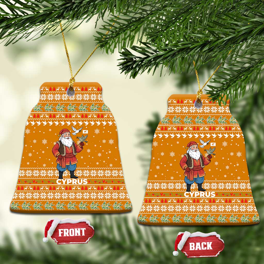 Cyprus Christmas Ceramic Ornament Santa Holding Doves Olive Branch Snowflakes - African Pride