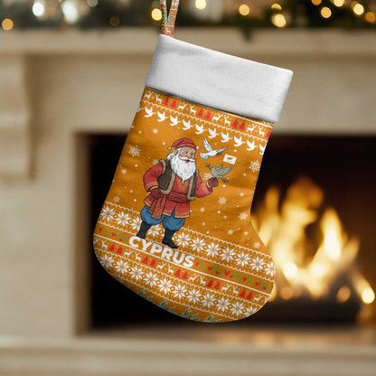 Cyprus Christmas Stocking Santa Holding Doves Olive Branch Snowflakes - African Pride