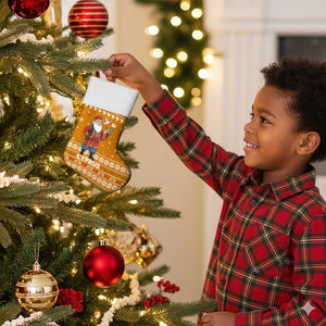 Cyprus Christmas Stocking Santa Holding Doves Olive Branch Snowflakes - African Pride