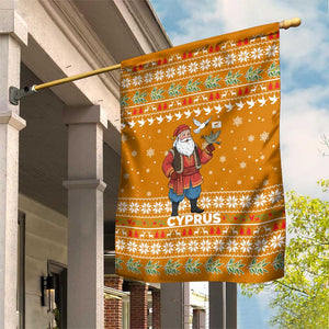 Cyprus Christmas Garden Flag Santa Holding Doves Olive Branch Snowflakes - African Pride
