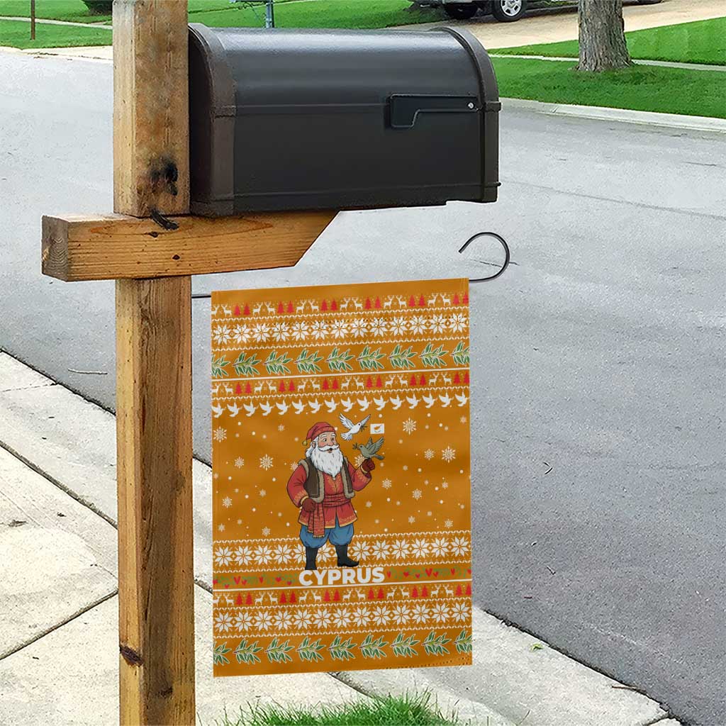 Cyprus Christmas Garden Flag Santa Holding Doves Olive Branch Snowflakes - African Pride