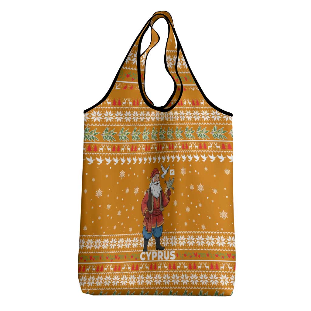 Cyprus Christmas Grocery Bag Santa Holding Doves Olive Branch Snowflakes - African Pride
