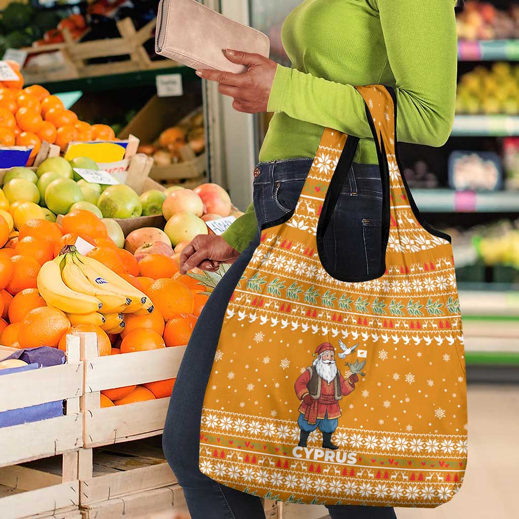 Cyprus Christmas Grocery Bag Santa Holding Doves Olive Branch Snowflakes - African Pride