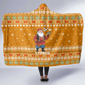 Cyprus Christmas Hooded Blanket Santa Holding Doves Olive Branch Snowflakes - African Pride