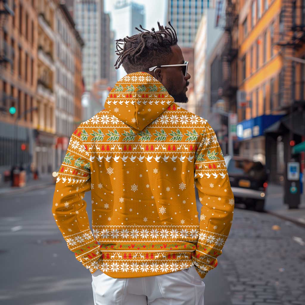 Cyprus Christmas Hoodie Santa Holding Doves Olive Branch Snowflakes - African Pride