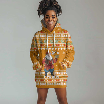 Cyprus Christmas Hoodie Dress Santa Holding Doves Olive Branch Snowflakes - African Pride