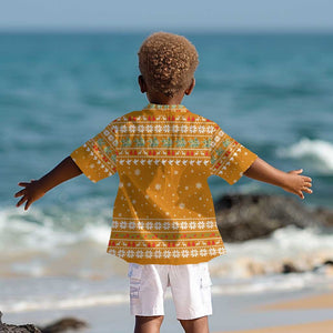 Cyprus Christmas Kid Hawaiian Shirt Santa Holding Doves Olive Branch Snowflakes - African Pride