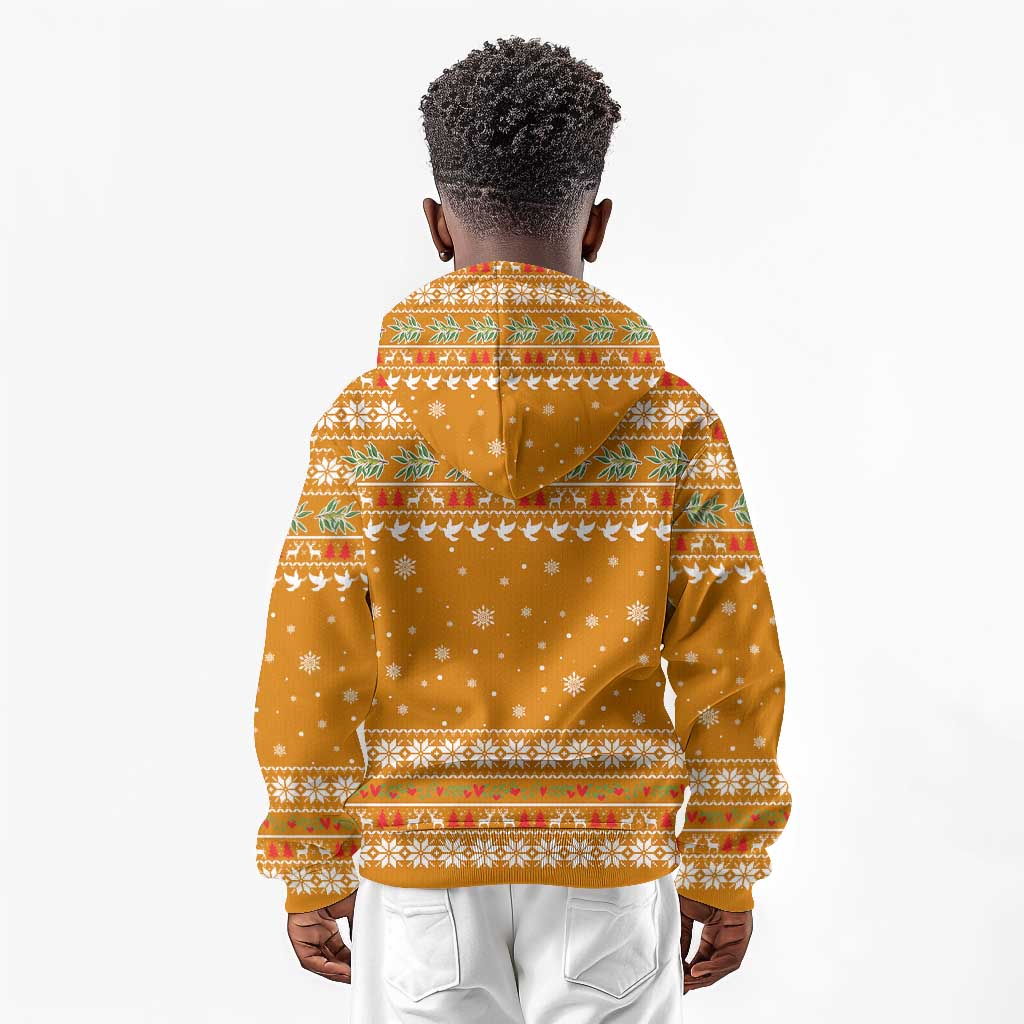 Cyprus Christmas Kid Hoodie Santa Holding Doves Olive Branch Snowflakes - African Pride