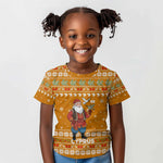 Cyprus Christmas Kid T shirt Santa Holding Doves Olive Branch Snowflakes - African Pride