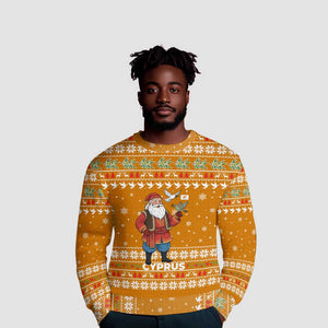 Cyprus Christmas Ugly Christmas Sweater Santa Holding Doves Olive Branch Snowflakes - African Pride