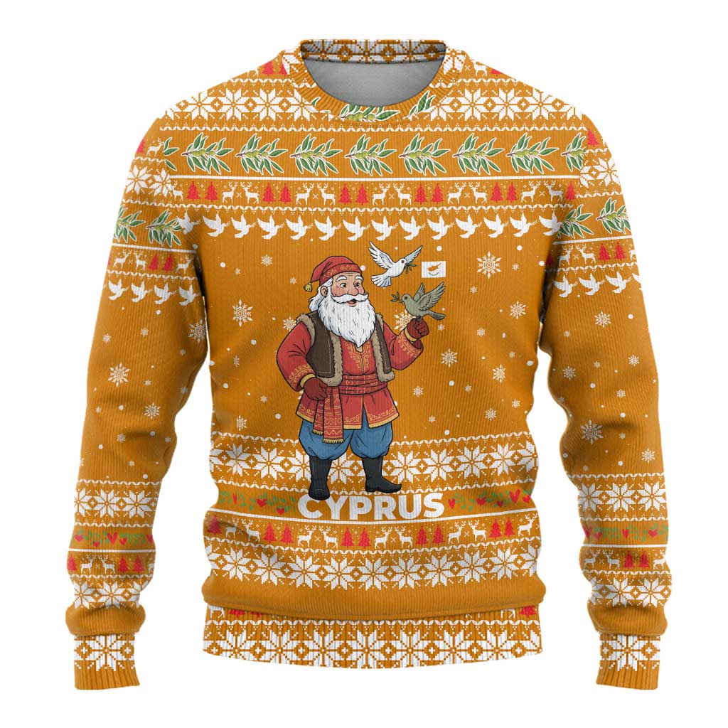 Cyprus Christmas Ugly Christmas Sweater Santa Holding Doves Olive Branch Snowflakes - African Pride